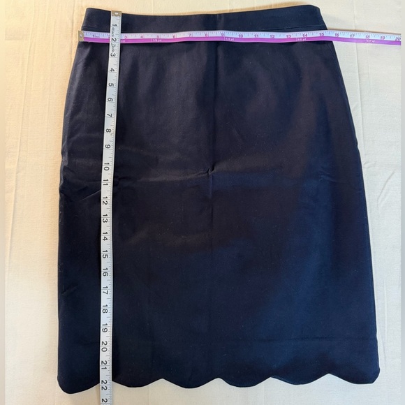 J.Crew Womens Navy Blue Cotton Scallop Hem Skirt Sz 4 Office Workwear Career - Picture 7 of 7